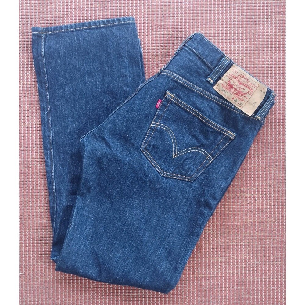 Levi's 501 Mens Size 38X32 Button Fly Original Straight Fit Dark Wash New